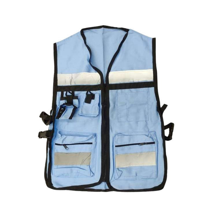 Chaleco Brigadista Celeste con Reflejante y Bolsas